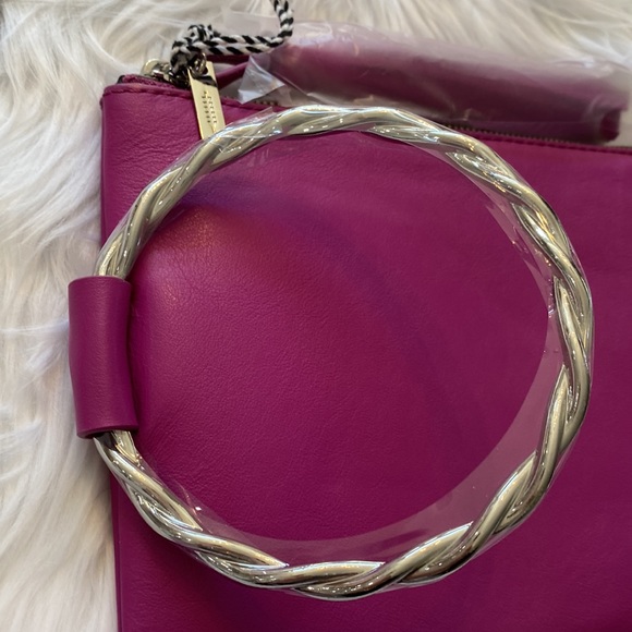 🆕THACKER Nolita Clutch Twisted FUSCHIA Leather NWT 💖 - Picture 3 of 9